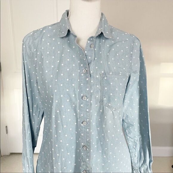 Madewell Chambray Polk Dot Button Down - Picture 6 of 8
